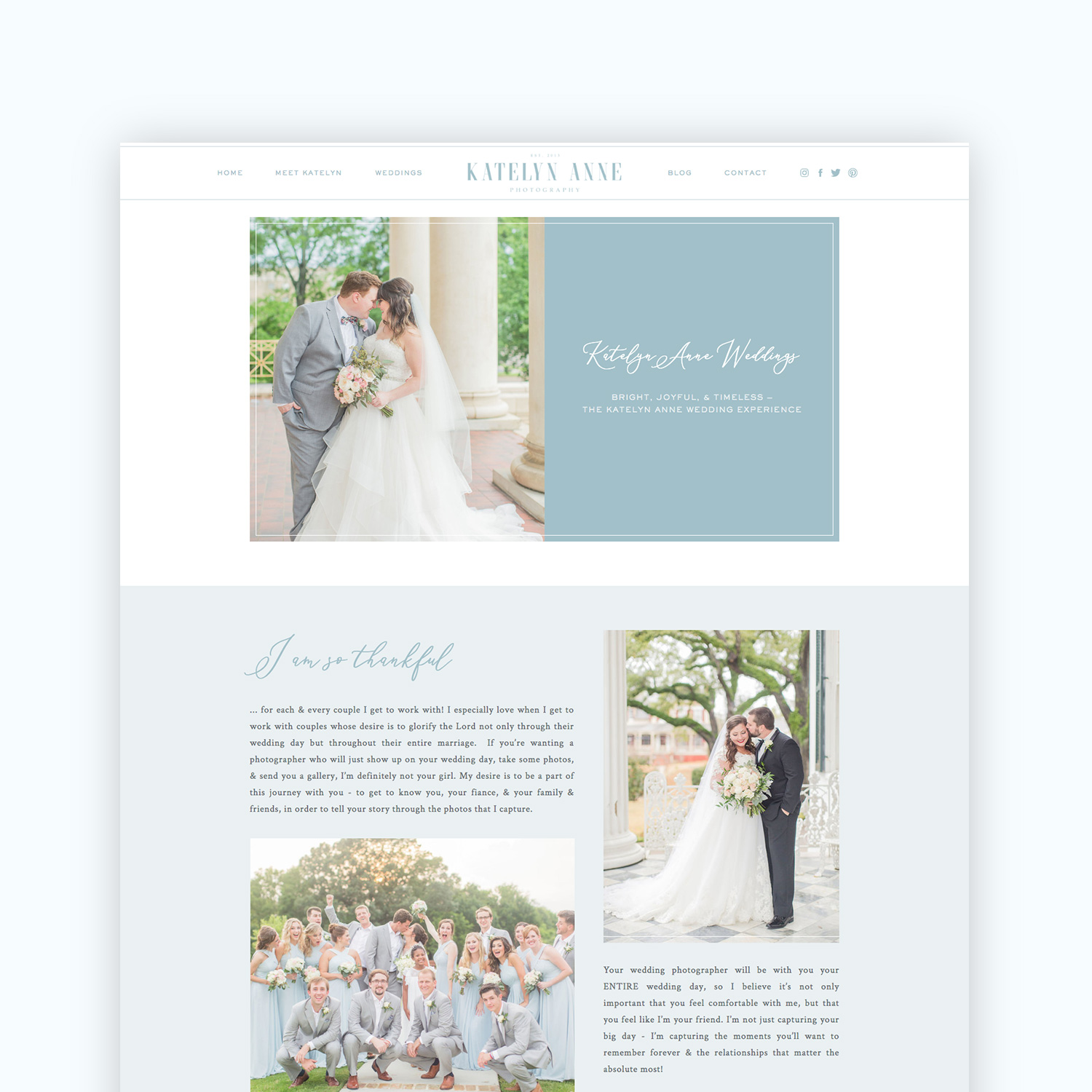 Wedding Experience page design for Katelyn Anne Photography’s Showit website