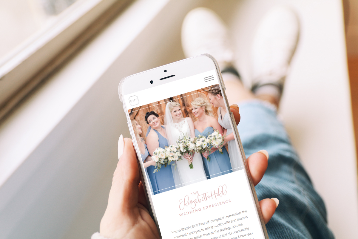 Wedding experience page of new website on a cell phone