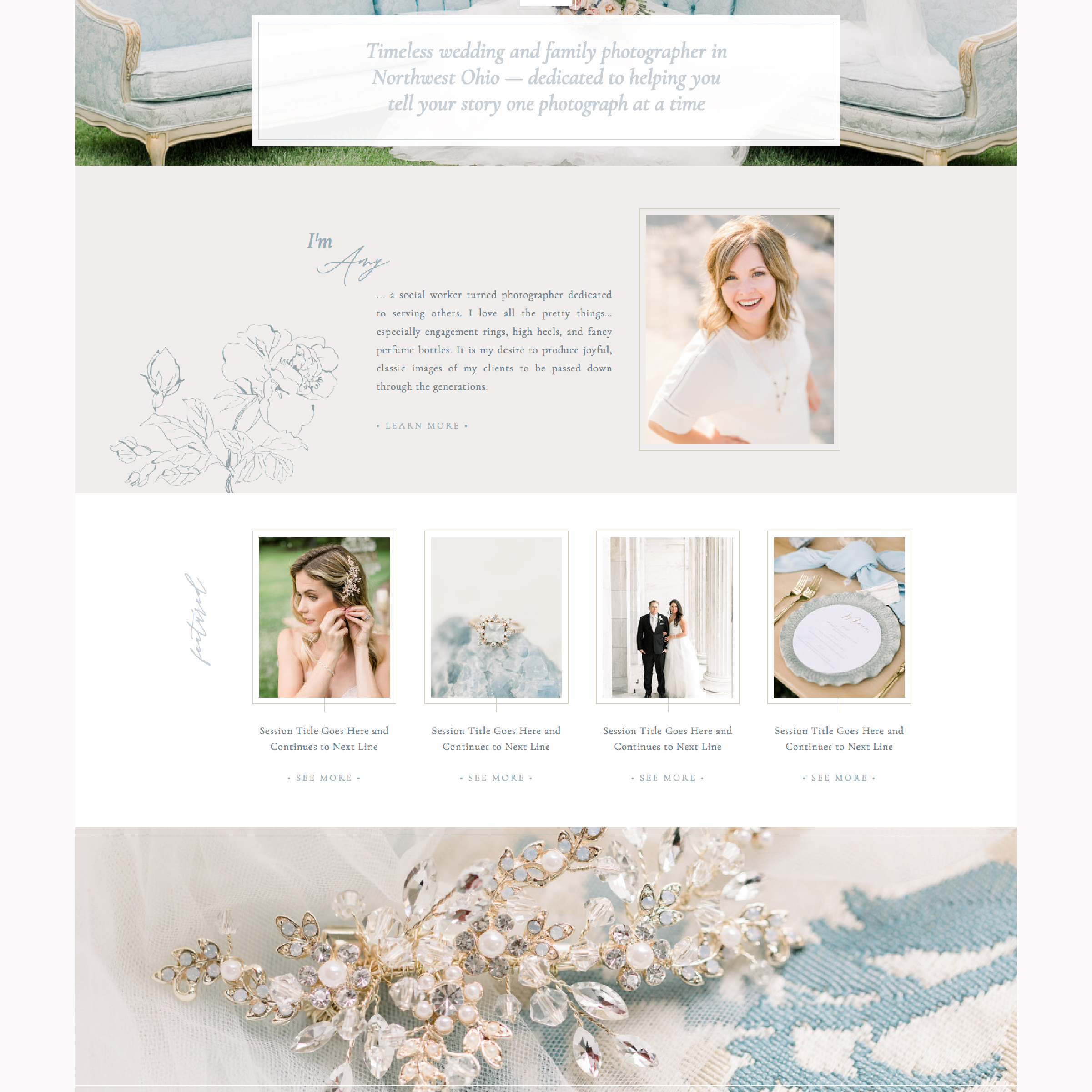 Sneak peek at Amy's home page - brand and website design