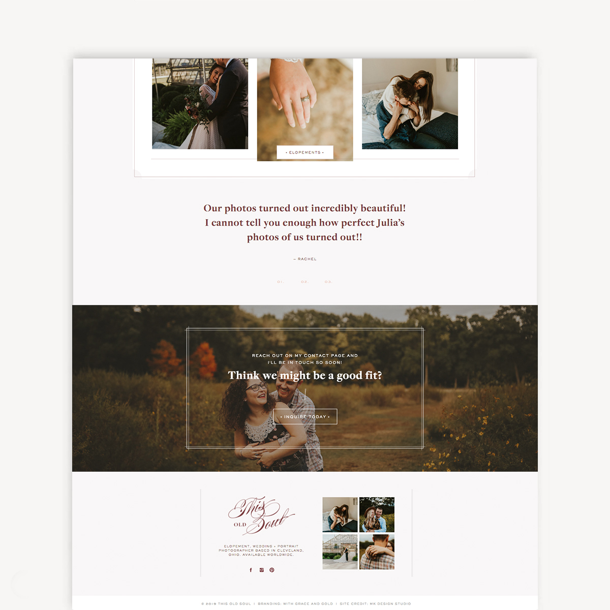 Showit website design snapshot of Julia Mosier’s new website