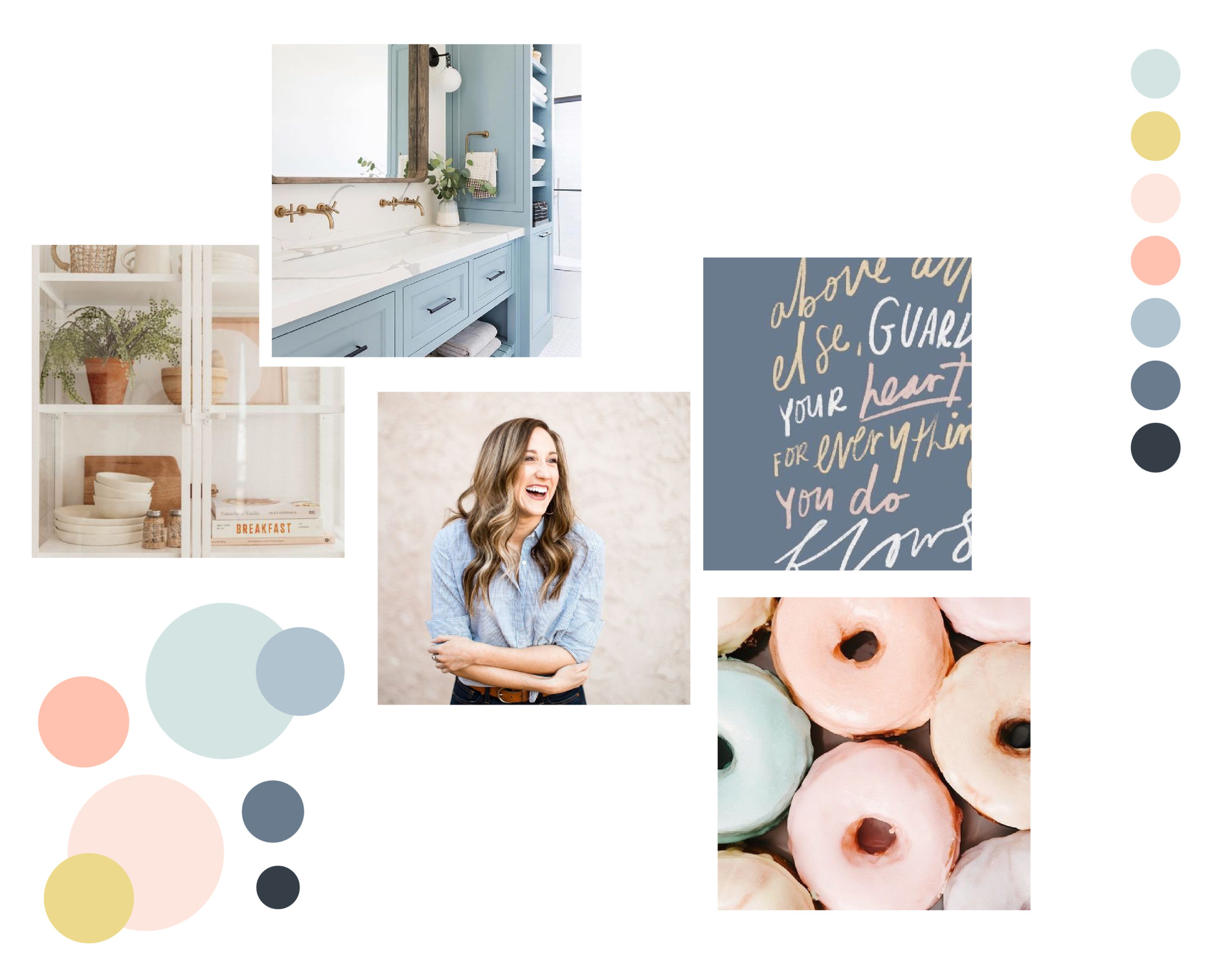 Color palette and moodboard design inspiration for the Amanda Zurface, Christian lifestyle brand