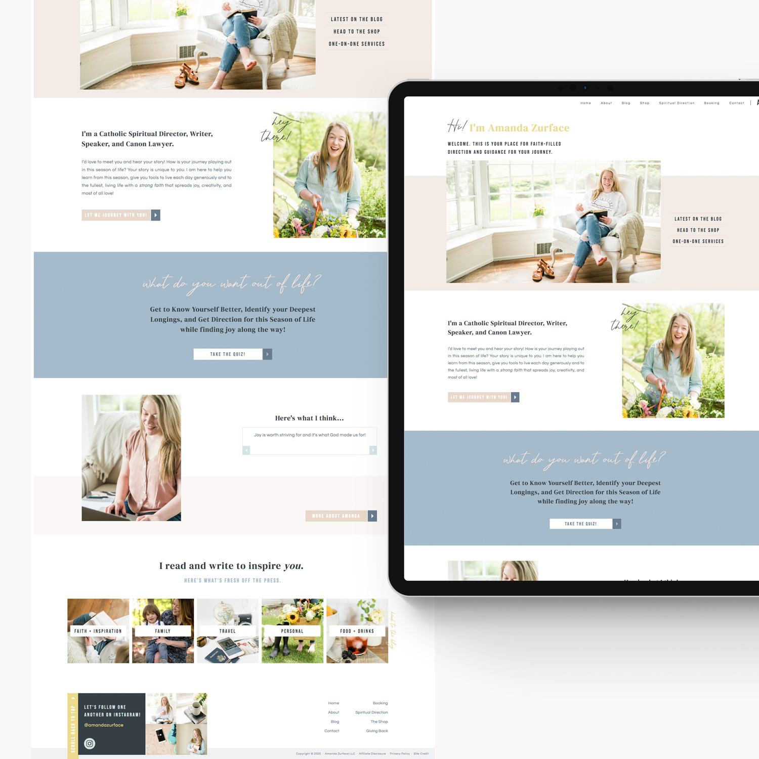 Showit website home page design for Amanda Zurface, Christian lifestyle brand and blog, by MK Design Studio