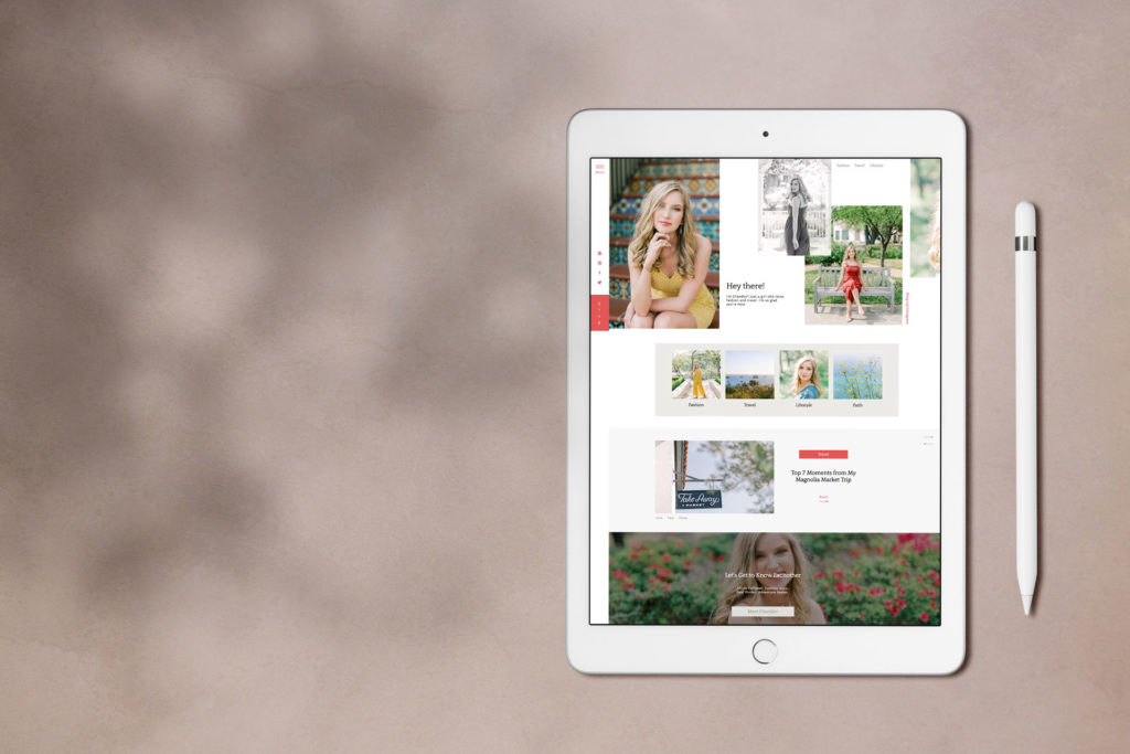 Showit templates for bloggers - The Chandler template displayed on an iPad