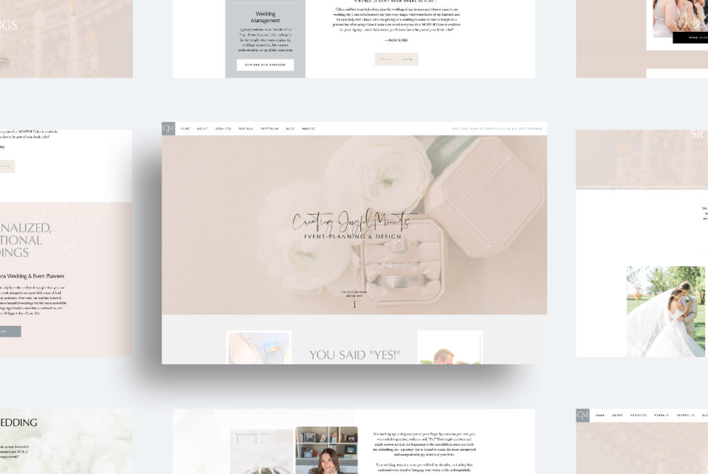Custom Web Design for wedding planner Home and Subpages