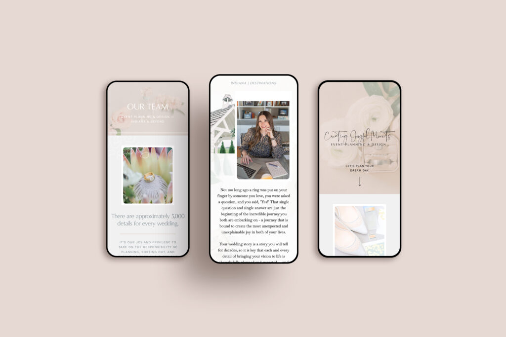 website mobile design layouts for wedding planner website by MK Design Studio