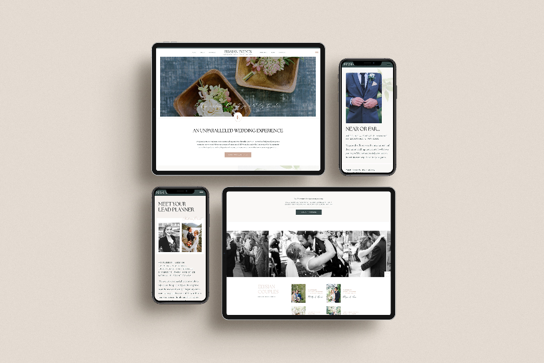 Custom brand and website design for wedding planner - pages
