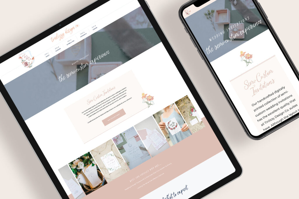Experience Page of custom website for wedding invitation designer