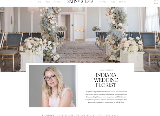 Screenshot of about page for wedding florist by MK Design Studio

