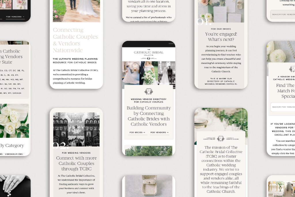catholic website design for The Catholic Bridal Collective