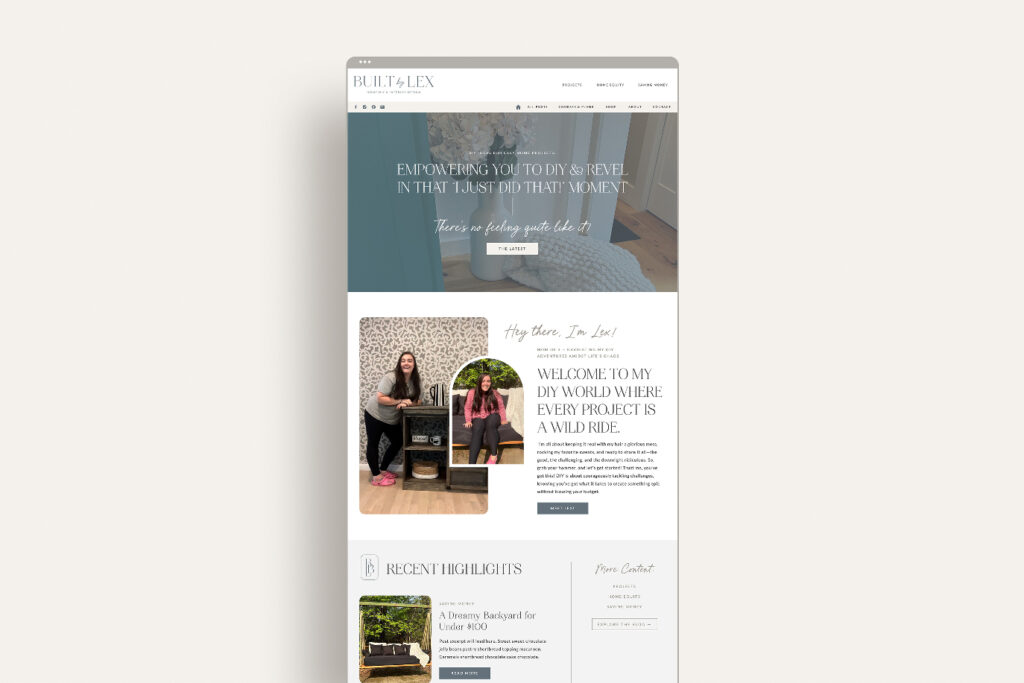 Brand and Custom Blog for DIYer, Built by Lex
