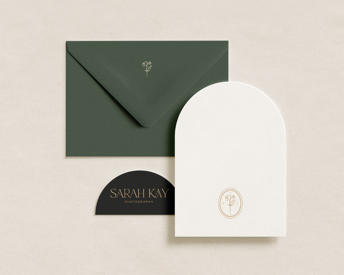 branding for Sarah Kay Photography on stationery mockup